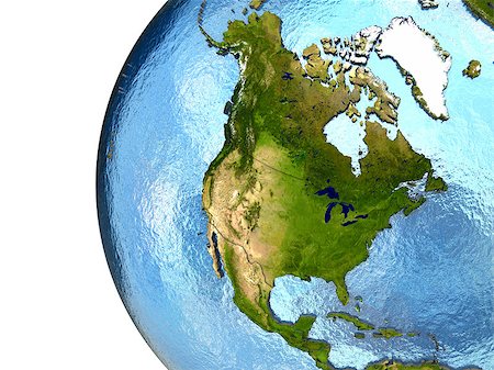 simsearch:400-08401820,k - North America on highly detailed planet Earth with embossed continents and country borders. Elements of this image furnished by NASA. Photographie de stock - Aubaine LD & Abonnement, Code: 400-08401820