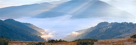 Autumn morning mountain view with sunbeam and haze. Stock Photo - Budget Royalty-Free & Subscription, Code: 400-08401981