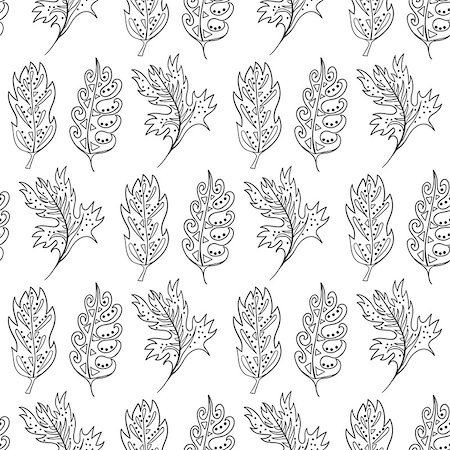 simsearch:400-05735360,k - Seamless pattern with doodle fantazy leaf. Cute doodle illustration. Stock Photo - Budget Royalty-Free & Subscription, Code: 400-08402052