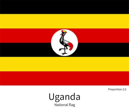 National flag of Uganda with correct proportions, element, colors for education books and official documentation Stock Photo - Budget Royalty-Free & Subscription, Code: 400-08402482