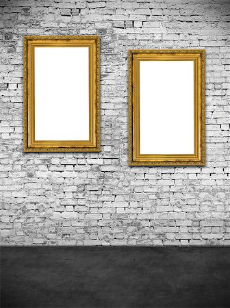 simsearch:400-07332295,k - Two hollow frames on white brick wall Stock Photo - Budget Royalty-Free & Subscription, Code: 400-08403533