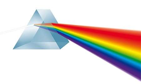 prism rainbow - Triangular prism breaks white light ray into rainbow spectral colors. Illustration on white background. Stock Photo - Budget Royalty-Free & Subscription, Code: 400-08403709