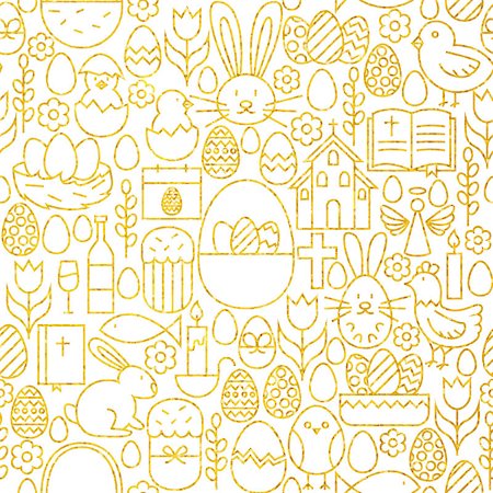 simsearch:400-07424187,k - Thin Line Gold Happy Easter Seamless Pattern. Vector Website Design and Seamless Background in Trendy Modern Line Style. Spring Religion Holiday. Photographie de stock - Aubaine LD & Abonnement, Code: 400-08414646