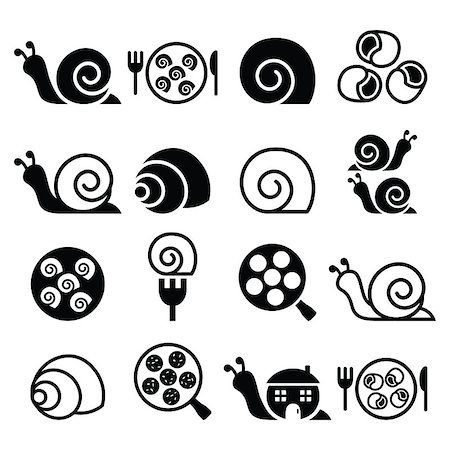 escargot - Vector icons set of snails isolated on white Stock Photo - Budget Royalty-Free & Subscription, Code: 400-08414877