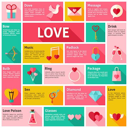 Flat Design Vector Icons Infographic Love Concept. Design elements for mobile and web applications with long shadow. Wedding and Valentine Day. Stock Photo - Budget Royalty-Free & Subscription, Code: 400-08415404