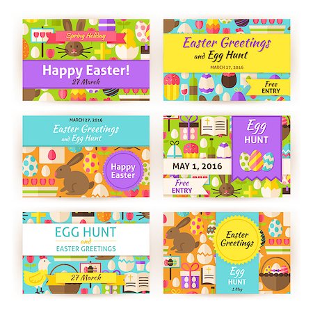 simsearch:400-07424187,k - Happy Easter Template Invitation Modern Set. Flat Design Vector Illustration of Brand Identity for Spring Religious Holiday Promotion. Colorful Pattern for Advertising. Photographie de stock - Aubaine LD & Abonnement, Code: 400-08415430