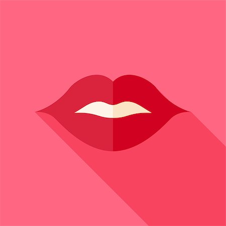 simsearch:400-07464468,k - Kiss Sexy Lips Icon. Flat Design Vector Illustration with Long Shadow. Happy Valentine Day and Love Symbol. Stock Photo - Budget Royalty-Free & Subscription, Code: 400-08415471
