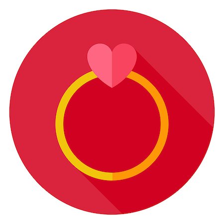 Wedding Ring with Heart Circle Icon. Flat Design Vector Illustration with Long Shadow. Happy Valentine Day and Love Symbol. Stock Photo - Budget Royalty-Free & Subscription, Code: 400-08415488