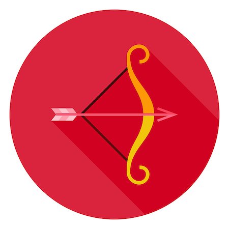Archery Bow with Arrow Circle Icon. Flat Design Vector Illustration with Long Shadow. Happy Valentine Day and Love Symbol. Stock Photo - Budget Royalty-Free & Subscription, Code: 400-08416018