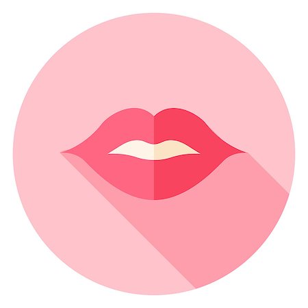 simsearch:400-07464468,k - Kiss Sexy Lips Circle Icon. Flat Design Vector Illustration with Long Shadow. Happy Valentine Day and Love Symbol. Stock Photo - Budget Royalty-Free & Subscription, Code: 400-08416049