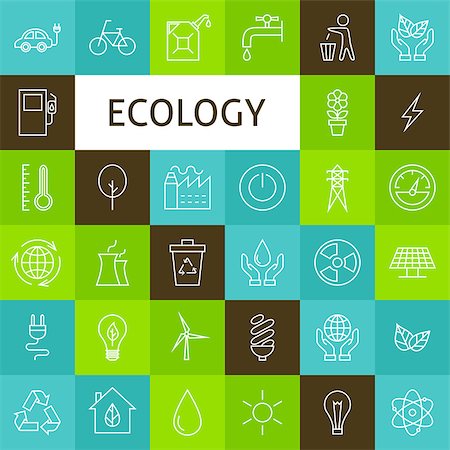 Line Art Ecology Green Power Icons Set. Vector Set Modern Outline Nature Environment Items. Stock Photo - Budget Royalty-Free & Subscription, Code: 400-08416104