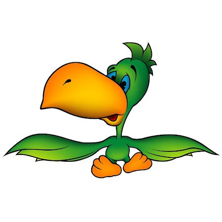 simsearch:400-08410665,k - Green Parrot - Colored Cartoon Illustration, Vector Photographie de stock - Aubaine LD & Abonnement, Code: 400-08410381