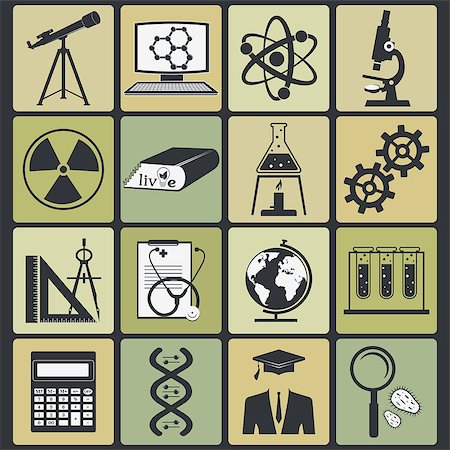 research medicine vector icon - set of science stuff icon. Vector illustration Stock Photo - Budget Royalty-Free & Subscription, Code: 400-08410731