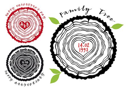family tree with tree rings and heart, vector illustration Stock Photo - Budget Royalty-Free & Subscription, Code: 400-08410771