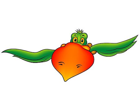 simsearch:400-08410665,k - Green Flying Parrot With Big Red Beak - Colored Cartoon Illustration, Vector Photographie de stock - Aubaine LD & Abonnement, Code: 400-08411217