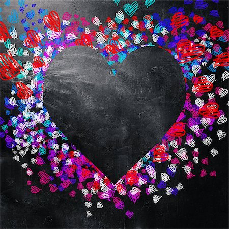 simsearch:400-05368603,k - Love background. Multicolored hearts on the blackboard Stock Photo - Budget Royalty-Free & Subscription, Code: 400-08412164