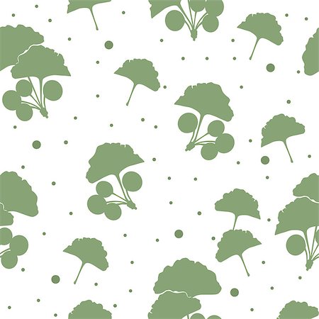 Seamless pattern branches and leaves of ginkgo biloba. Floral background. Vector illustration Stock Photo - Budget Royalty-Free & Subscription, Code: 400-08412494