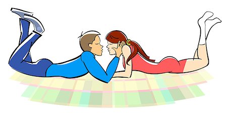 Illustration of a kissing young couple Stock Photo - Budget Royalty-Free & Subscription, Code: 400-08413111