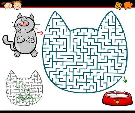 diagrammatic drawing animals - Cartoon Illustration of Education Maze or Labyrinth Game for Preschool Children with Cat and Milk Stock Photo - Budget Royalty-Free & Subscription, Code: 400-08413159