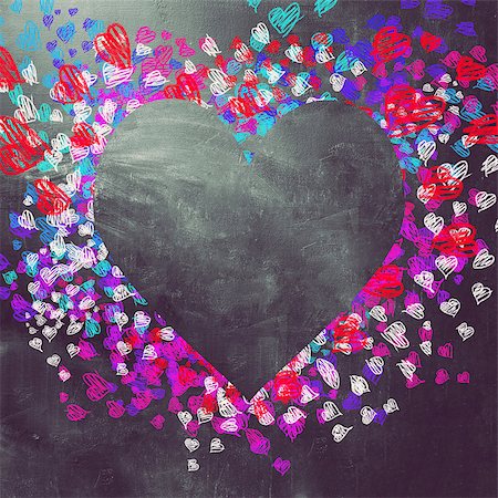 simsearch:400-05368603,k - Love background. Multicolored hearts on the blackboard Stock Photo - Budget Royalty-Free & Subscription, Code: 400-08413335