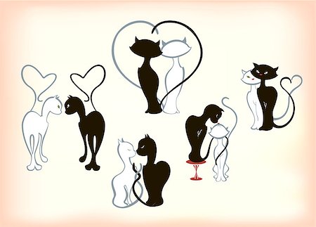 simsearch:400-06947114,k - Set of cats in love by Valentines Day. EPS10 vector illustration. Photographie de stock - Aubaine LD & Abonnement, Code: 400-08413610