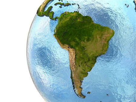 simsearch:400-08401820,k - South America on highly detailed planet Earth with embossed continents and country borders. Elements of this image furnished by NASA. Photographie de stock - Aubaine LD & Abonnement, Code: 400-08427046