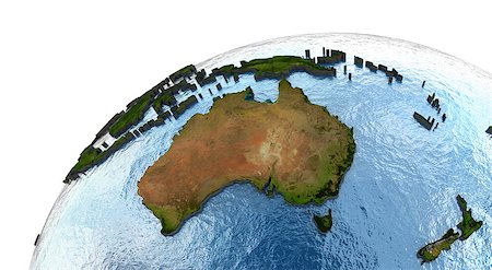 simsearch:400-08401820,k - Australia on highly detailed planet Earth with embossed continents and country borders. Elements of this image furnished by NASA. Photographie de stock - Aubaine LD & Abonnement, Code: 400-08428490