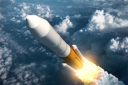 Cargo Launch Rocket Takes Off. 3D Scene. Stock Photo - Budget Royalty-Free & Subscription, Code: 400-08428765