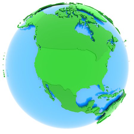 Political map of North America with countries in different shades of green, isolated on white background. Stock Photo - Budget Royalty-Free & Subscription, Code: 400-08429848