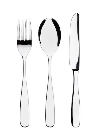 simsearch:400-06076985,k - Cutlery set with Fork, Knife and Spoon isolated on white background Stock Photo - Budget Royalty-Free & Subscription, Code: 400-08430008