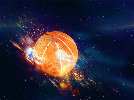 sparkling orange flame - Purple space background with basketball ball, explosion effect. Stock Photo - Budget Royalty-Free & Subscription, Code: 400-08431489