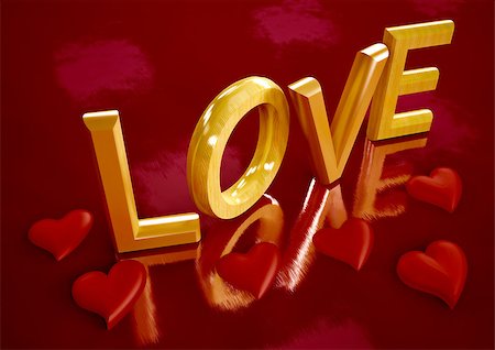 Dimensional inscription of LOVE and heart near it. Stock Photo - Budget Royalty-Free & Subscription, Code: 400-08432201