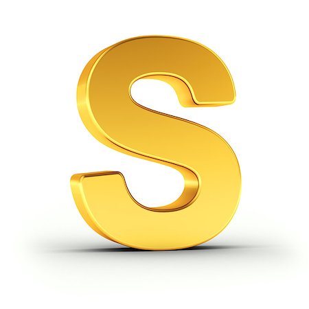 s letter designs - The Letter S as a polished golden object over white background with clipping path for quick and accurate isolation. Stock Photo - Budget Royalty-Free & Subscription, Code: 400-08433819