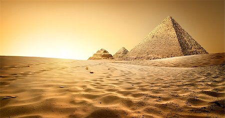 simsearch:400-05098768,k - Egyptian pyramids in sand desert and clear sky Stock Photo - Budget Royalty-Free & Subscription, Code: 400-08433948
