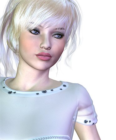 simsearch:400-06628918,k - Digitally rendered image of a blond girl in white outfit. Photographie de stock - Aubaine LD & Abonnement, Code: 400-08494179