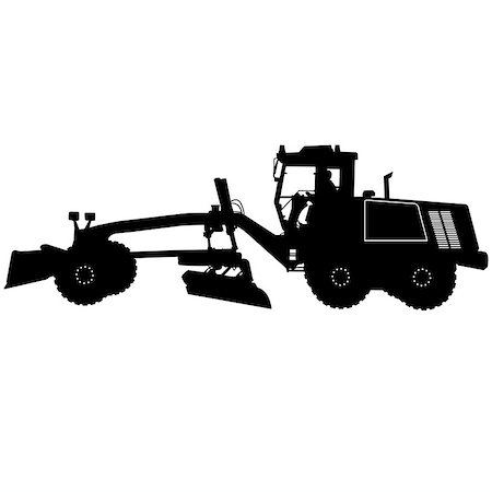 simsearch:400-08791419,k - Silhouette of a heavy road grader. Vector illustration. Stock Photo - Budget Royalty-Free & Subscription, Code: 400-08494535