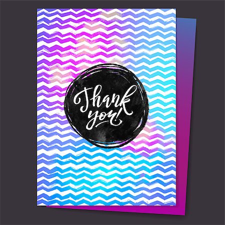 Shine Paint Stain Zigzag Thank You Card. Circle Black Stroke. Stock Photo - Budget Royalty-Free & Subscription, Code: 400-08494870