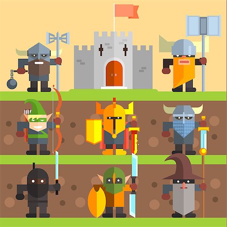 simsearch:400-04912674,k - Castle and Knights. Medieval Game Vector Illistrations Stock Photo - Budget Royalty-Free & Subscription, Code: 400-08495720