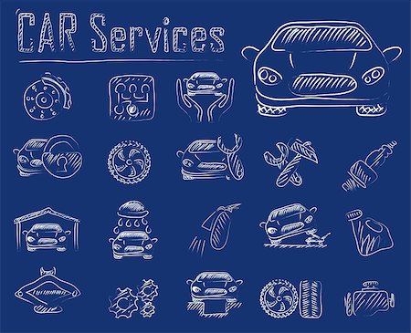 Car service doodles vector icon set in eps 10 Stock Photo - Budget Royalty-Free & Subscription, Code: 400-08496207