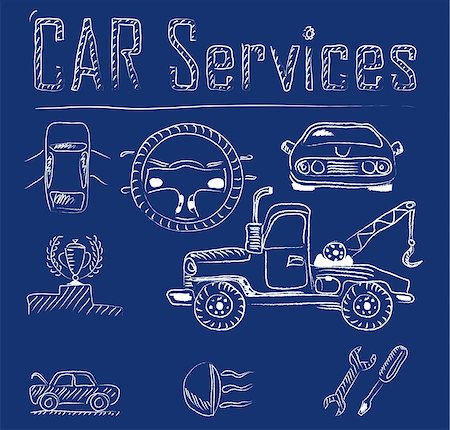 Car service doodles vector icon set in eps 10 Stock Photo - Budget Royalty-Free & Subscription, Code: 400-08496208