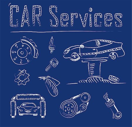 Car service doodles vector icon set in eps 10 Stock Photo - Budget Royalty-Free & Subscription, Code: 400-08496209