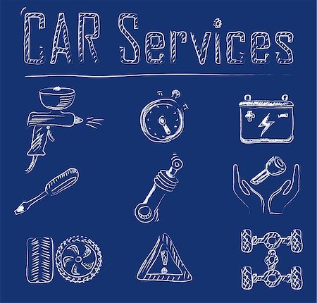 Car service doodles vector icon set in eps 10 Stock Photo - Budget Royalty-Free & Subscription, Code: 400-08496210