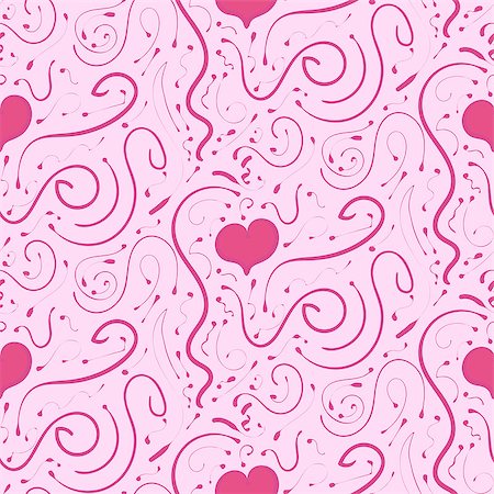 simsearch:400-07982444,k - Romantic pink background with hearts and vignettes, hand drawn, seamless pattern Photographie de stock - Aubaine LD & Abonnement, Code: 400-08496360