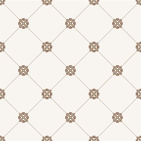 Vector seamless tile pattern. Modern stylish texture. Geometric with dotted rhombus in vintage floral style Stock Photo - Budget Royalty-Free & Subscription, Code: 400-08496550