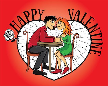 dating young couple Valentine postcard vector Stock Photo - Budget Royalty-Free & Subscription, Code: 400-08497066