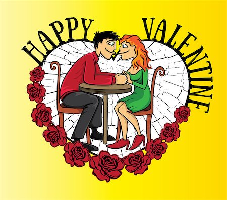 dating young couple Valentine postcard with flowers vector Stock Photo - Budget Royalty-Free & Subscription, Code: 400-08497067