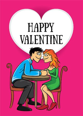 dating young couple Valentine postcard vector Stock Photo - Budget Royalty-Free & Subscription, Code: 400-08497063