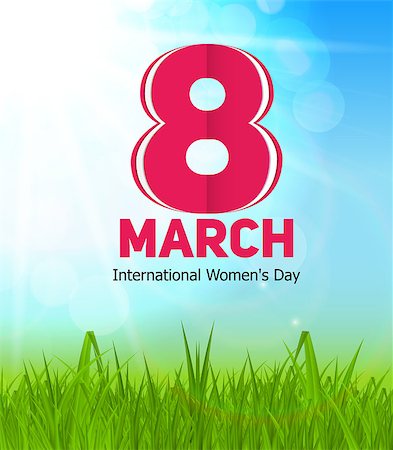 simsearch:400-07418602,k - Women Day Greeting Card 8 March with Spring Sun, Green Grass and Text Vector Illustration EPS10 Stock Photo - Budget Royalty-Free & Subscription, Code: 400-08497395