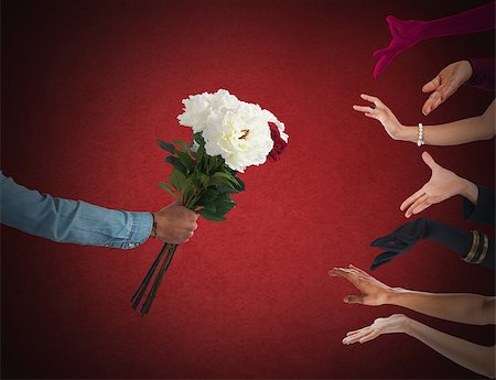 Seducer boy handing flowers to many women Stock Photo - Budget Royalty-Free & Subscription, Code: 400-08498390