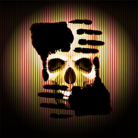 skull face drawing images - Vector illustration of a palm of the hand against the background of a skull in the texture of the strips. Warning sign Stock Photo - Budget Royalty-Free & Subscription, Code: 400-08498520